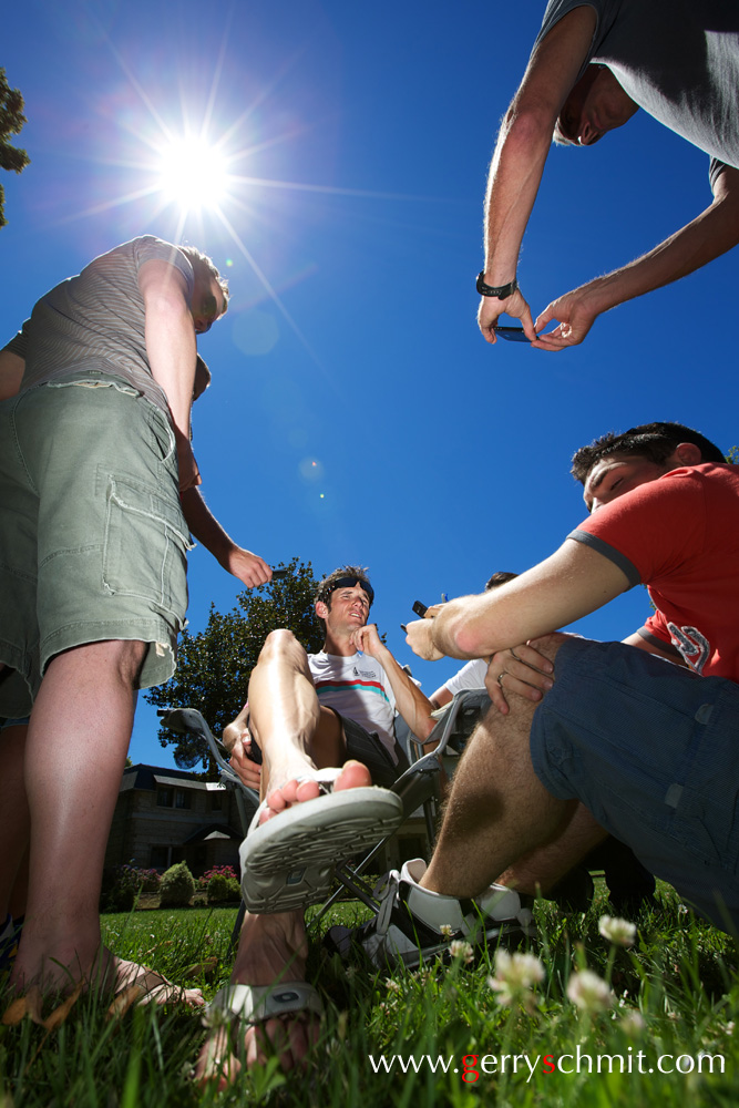 Frank SCHLECK giving an interview under the sun of Pau 