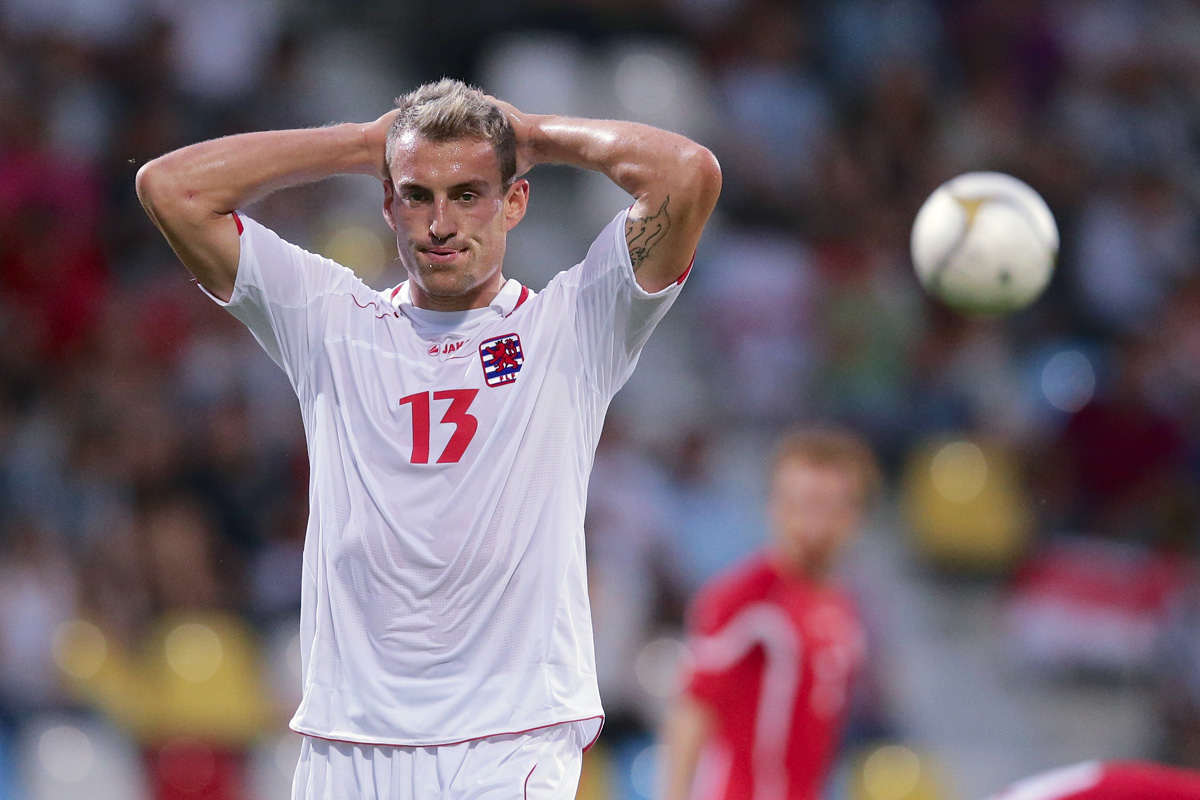 Aurelien JOACHIM from Team Luxembourg is frustrated after he missed an opportunity to score