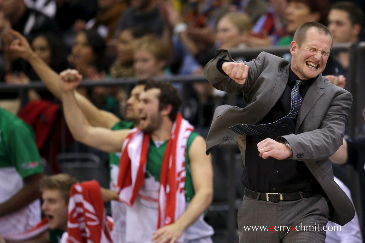 Henrik ROEDL - Headcoach of TBB Trier with a clenched fist during the game against Alba Berlin