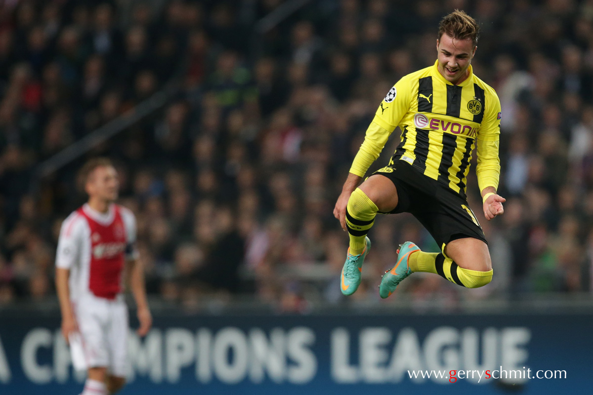 Mario GOETZE (BVB Dortmund) celebrates his goal of 0-2 lead against AJAX Amsterdam