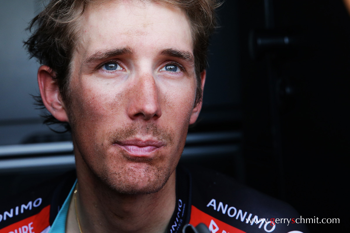 Portrait of Andy Schleck after he had to quit the Amstel Gold Race 2013 due to a race accident