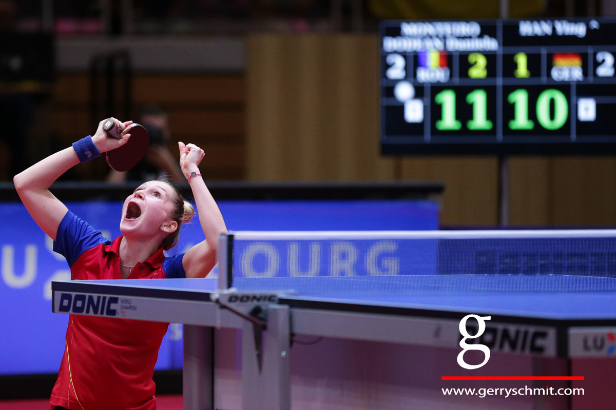 Daniela Monteiro-Dodean shows great emotions after making the decisive Championship point agaisnt Germany