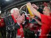 Werner SPINNER - President of 1. Fc Köln gets a beershower after his team went up to 1. Bundesliga